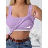 imageANRABESS Womens Tank Tops Built in Bra Summer Scoop Neck Sleeveless Basic Tee Ribbed Fitted Casual Shirts 2026 Trendy ClothesLight Purple