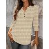 imageANRABESS Womens Tops 34 Sleeve Casual Henley Shirts V Neck Buttons Dressy Work Business Blouses 2026 Spring Trendy ClothesApricot Brown Floral