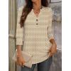 imageANRABESS Womens Tops 34 Sleeve Casual Henley Shirts V Neck Buttons Dressy Work Business Blouses 2026 Spring Trendy ClothesApricot Brown Floral