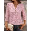 imageANRABESS Womens Tops 34 Sleeve Casual Henley Shirts V Neck Buttons Dressy Work Business Blouses 2026 Spring Trendy ClothesFloral Pink