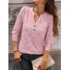 imageANRABESS Womens Tops 34 Sleeve Casual Henley Shirts V Neck Buttons Dressy Work Business Blouses 2026 Spring Trendy ClothesFloral Pink