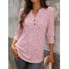 imageANRABESS Womens Tops 34 Sleeve Casual Henley Shirts V Neck Buttons Dressy Work Business Blouses 2026 Spring Trendy ClothesFloral Pink