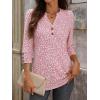 imageANRABESS Womens Tops 34 Sleeve Casual Henley Shirts V Neck Buttons Dressy Work Business Blouses 2026 Spring Trendy ClothesFloral Pink