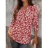 imageANRABESS Womens Tops 34 Sleeve Casual Henley Shirts V Neck Buttons Dressy Work Business Blouses 2026 Spring Trendy ClothesRed White Floral