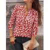 imageANRABESS Womens Tops 34 Sleeve Casual Henley Shirts V Neck Buttons Dressy Work Business Blouses 2026 Spring Trendy ClothesRed White Floral