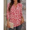 imageANRABESS Womens Tops 34 Sleeve Casual Henley Shirts V Neck Buttons Dressy Work Business Blouses 2026 Spring Trendy ClothesRed White Floral