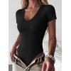 imageANRABESS Womens V Neck Bodysuits Short Sleeve Slim Fit Going Out Body Suit Tops 2026 Summer Outfits for Daily Work TravelBlack