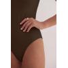 imageANRABESS Womens V Neck Bodysuits Short Sleeve Slim Fit Going Out Body Suit Tops 2026 Summer Outfits for Daily Work TravelBrown