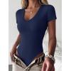 imageANRABESS Womens V Neck Bodysuits Short Sleeve Slim Fit Going Out Body Suit Tops 2026 Summer Outfits for Daily Work TravelNavy Blue