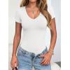 imageANRABESS Womens V Neck Bodysuits Short Sleeve Slim Fit Going Out Body Suit Tops 2026 Summer Outfits for Daily Work TravelWhite