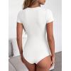 imageANRABESS Womens V Neck Bodysuits Short Sleeve Slim Fit Going Out Body Suit Tops 2026 Summer Outfits for Daily Work TravelWhite