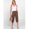 imageANRABESS Womens Wide Leg Capri Pants Elastic Waist Casual Loose Lounge Trousers 2026 Summer Flowy Beach Vacation ClothesBrown