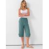 imageANRABESS Womens Wide Leg Capri Pants Elastic Waist Casual Loose Lounge Trousers 2026 Summer Flowy Beach Vacation ClothesLake