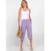imageANRABESS Womens Wide Leg Capri Pants Elastic Waist Casual Loose Lounge Trousers 2026 Summer Flowy Beach Vacation ClothesLight Purple