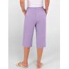 imageANRABESS Womens Wide Leg Capri Pants Elastic Waist Casual Loose Lounge Trousers 2026 Summer Flowy Beach Vacation ClothesLight Purple