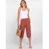 imageANRABESS Womens Wide Leg Capri Pants Elastic Waist Casual Loose Lounge Trousers 2026 Summer Flowy Beach Vacation ClothesOrange Red