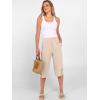 imageANRABESS Womens Wide Leg Capri Pants Elastic Waist Casual Loose Lounge Trousers 2026 Summer Flowy Beach Vacation ClothesParchment