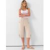 imageANRABESS Womens Wide Leg Capri Pants Elastic Waist Casual Loose Lounge Trousers 2026 Summer Flowy Beach Vacation ClothesParchment