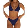 imageANRABESS Bikini Swimsuit Sets for Women Double Shoulder Straps Top Triangle Floral Two Piece Bathing Suit Beach SwimwearNavy Blue