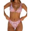 imageANRABESS Bikini Swimsuit Sets for Women Double Shoulder Straps Top Triangle Floral Two Piece Bathing Suit Beach SwimwearOrange Red Floral