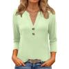 imageANRABESS Women 34 Length Sleeve Henley Tops V Neck Business Casual Work T Shirts Cute Travel Shirt 2026 Spring Trendy OutfitLight Green