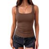 imageANRABESS Women Tank Tops Square Neck Fitted Tops 2026 Summer Basic Slim Sleeveless Shirts Casual Cute Travel Vacation ClothesBrown