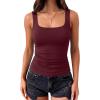 imageANRABESS Women Tank Tops Square Neck Fitted Tops 2026 Summer Basic Slim Sleeveless Shirts Casual Cute Travel Vacation ClothesBurgundy