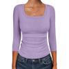 imageANRABESS Womens 34 Sleeve Scoop Neck Tops Ribbed Knit Slim Fitted Casual Basic Tee Shirts 2025 Fall Trendy Going Out TShirtLight Purple