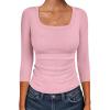 imageANRABESS Womens 34 Sleeve Scoop Neck Tops Ribbed Knit Slim Fitted Casual Basic Tee Shirts 2025 Fall Trendy Going Out TShirtPink
