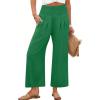 imageANRABESS Womens Pants Wide Leg High Waisted Palazzo Pants Summer Flowy Beach Lounge Casual Trousers with PocketsGreen