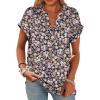 imageANRABESS Womens Short Sleeve Henley Tops V Neck Dressy Casual Blouses Summer Trendy Tee Shirts 2026 Vacation Fashion ClothesNavy Blue Pink Floral