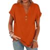 imageANRABESS Womens Short Sleeve Henley Tops V Neck Dressy Casual Blouses Summer Trendy Tee Shirts 2026 Vacation Fashion ClothesOrange