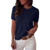 imageANRABESS Womens Short Sleeve Sweater Summer Sweaters Top Dressy Scalloped Loose Business Casual Vacation Outfits 2026Navy Blue