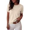 imageANRABESS Womens Short Sleeve Sweater Summer Sweaters Top Dressy Scalloped Loose Business Casual Vacation Outfits 2026Parchment