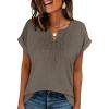 imageANRABESS Womens Short Sleeve Tops Boho V Neck Lace Shirts Dressy Casual Blouses Summer Cute Tunic 2026 Trendy Fashion ClothesLight Brown