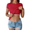 imageANRABESS Womens Short Sleeve Tops Built in Bra 2026 Summer T Shirts Slim Fitted Going Out Y2K Basic Tee Vacation ClothesRed