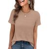 imageANRABESS Womens Summer Waffle Knit Tops Crew Neck Short Sleeve Casual Trendy Shirts Basic Tee Blouses 2026 Spring OutfitsKhaki