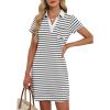 imageANRABESS Womens T Shirt Dresses Summer 2026 Casual Short Sleeve V Neck Mini Shift Dress Spring Trendy Beach Vacation ClothesWhite Black Stripe