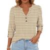 imageANRABESS Womens Tops 34 Sleeve Casual Henley Shirts V Neck Buttons Dressy Work Business Blouses 2026 Spring Trendy ClothesApricot Brown Floral