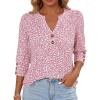 imageANRABESS Womens Tops 34 Sleeve Casual Henley Shirts V Neck Buttons Dressy Work Business Blouses 2026 Spring Trendy ClothesFloral Pink
