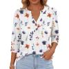 imageANRABESS Womens Tops 34 Sleeve Casual Henley Shirts V Neck Buttons Dressy Work Business Blouses 2026 Spring Trendy ClothesFlower