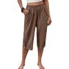imageANRABESS Womens Wide Leg Capri Pants Elastic Waist Casual Loose Lounge Trousers 2026 Summer Flowy Beach Vacation ClothesBrown