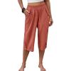 imageANRABESS Womens Wide Leg Capri Pants Elastic Waist Casual Loose Lounge Trousers 2026 Summer Flowy Beach Vacation ClothesOrange Red