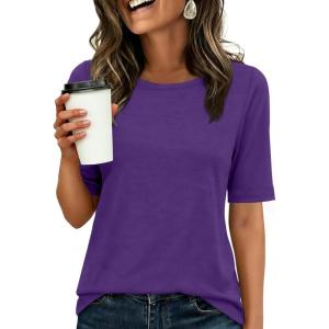 imageANRABESS Womens Half Sleeve Tops Crewneck Shirts Basic Fit Tee Trendy 2026 Spring Summer Business Casual TShirtsDark Purple
