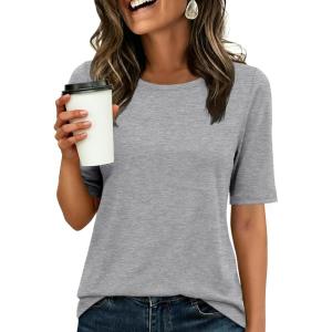 imageANRABESS Womens Half Sleeve Tops Crewneck Shirts Basic Fit Tee Trendy 2026 Spring Summer Business Casual TShirtsGrey