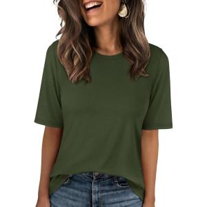 imageANRABESS Womens Half Sleeve Tops Summer Basic Tee Crew Neck Casual Soft WrinkleFree Fabric TShirts 2026 Trendy ClothesArmy Green