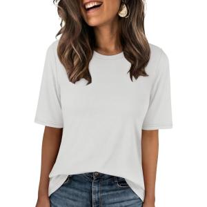 imageANRABESS Womens Half Sleeve Tops Summer Basic Tee Crew Neck Casual Soft WrinkleFree Fabric TShirts 2026 Trendy ClothesWhite