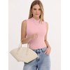 image:imageANRABESS Mock Neck Tank Tops for Women Ribbed Knit Sleeveless Top Slim Fit 2026 Summer Casual Basic Layer ShirtsBright Pink