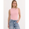 image:imageANRABESS Mock Neck Tank Tops for Women Ribbed Knit Sleeveless Top Slim Fit 2026 Summer Casual Basic Layer ShirtsBright Pink