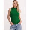 image:imageANRABESS Mock Neck Tank Tops for Women Ribbed Knit Sleeveless Top Slim Fit 2026 Summer Casual Basic Layer ShirtsGreen